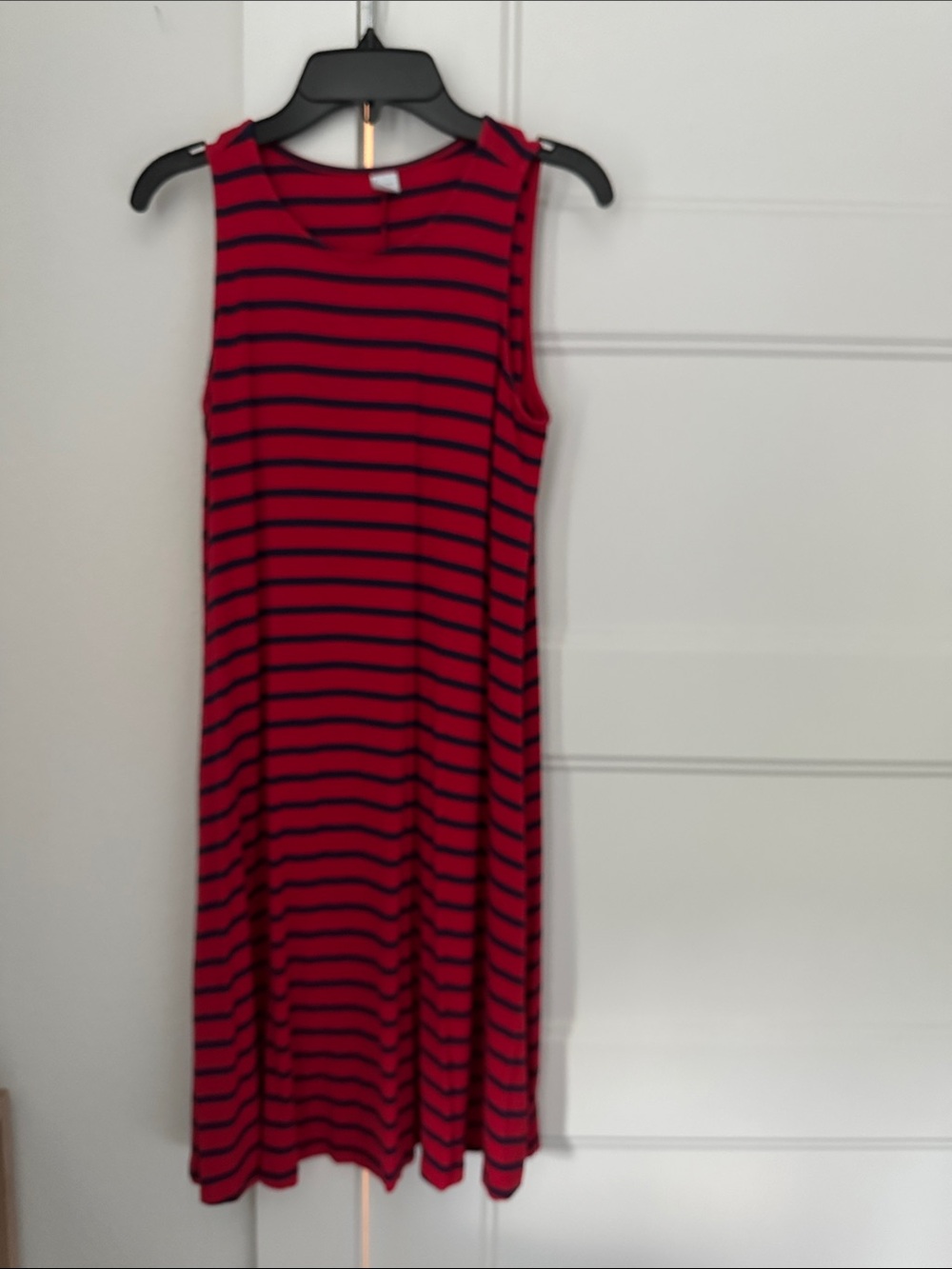Old Navy Red and Black Striped Sleeveless Midi Dress